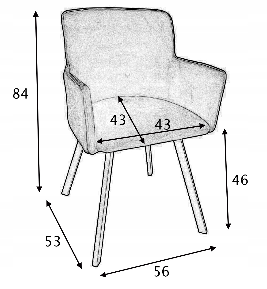 Stół okrągły Metalowe nogi Czarny Dąb Jasny Egger Ø100+40 + 4 Krzesła WIKI Kolor korpusu krzesła dąb naturalny