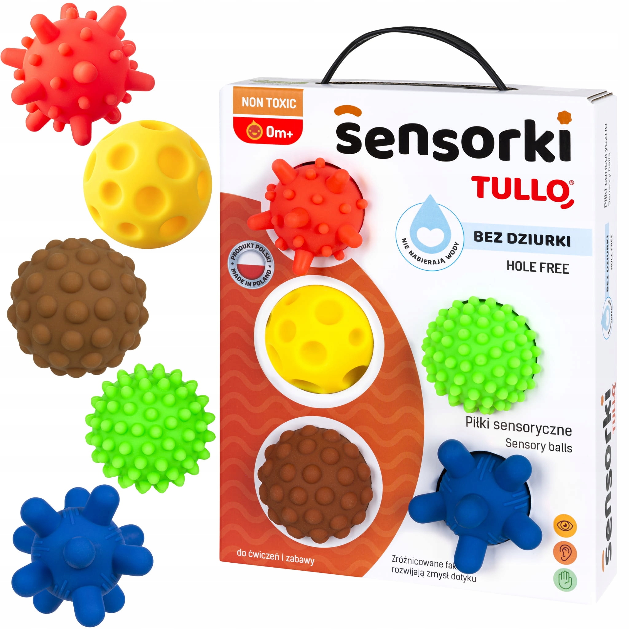 

Tullo Piłki Piłeczki Sensoryczne Bez Dziurek 5szt