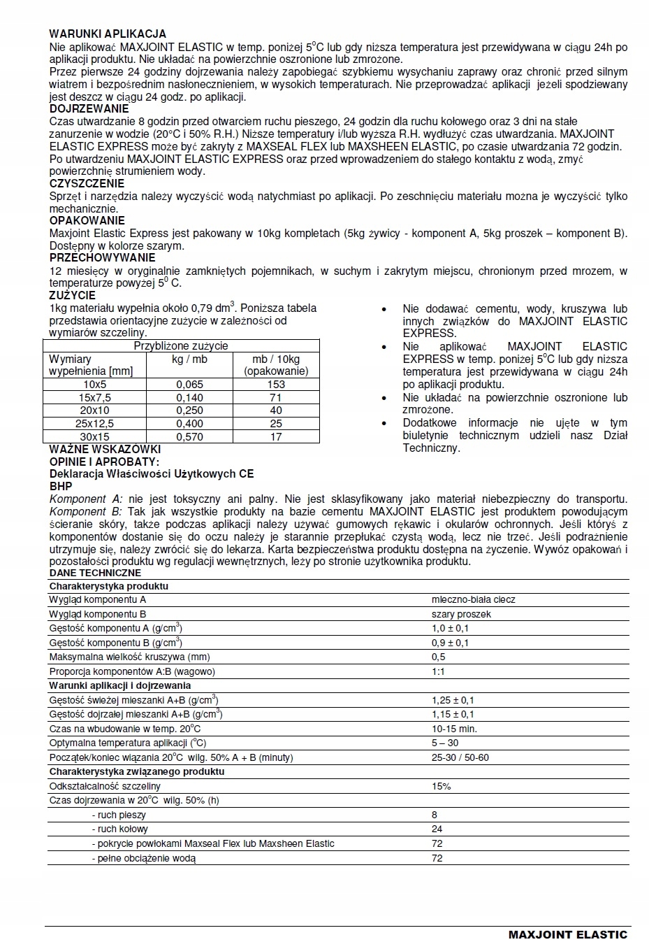 MAXJOINT ELASTIC EXPRESS ELASTYCZNA ZAPRAWA TURBO Waga 10 kg