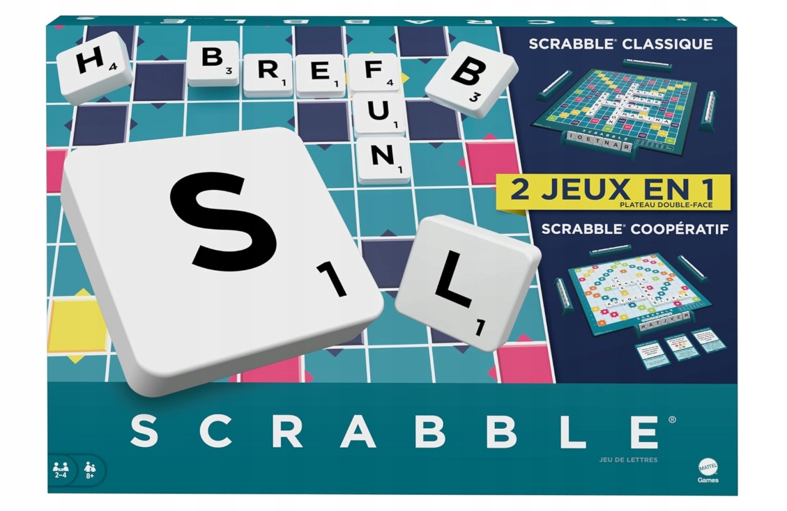 Gra planszowa Mattel HWD44 Scrabble 2w1 Classique Wersja Francuska