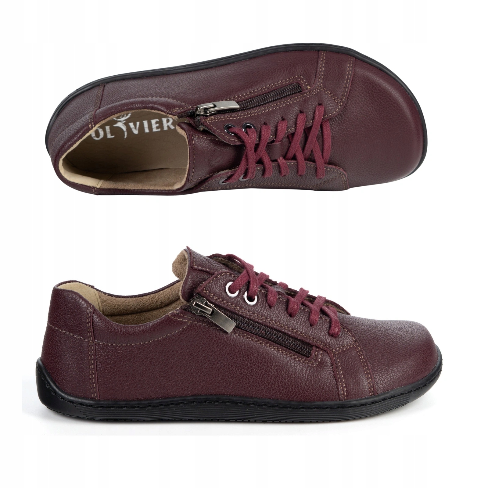 Dámské minimalistické kožené barefootové boty model 1243 vínové 37