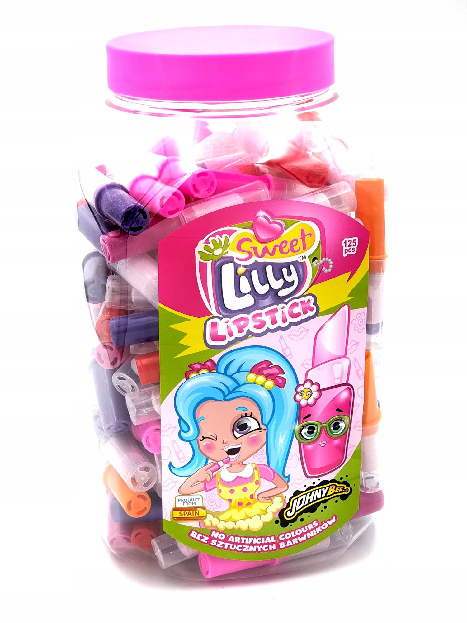 Levně Lízátko pudrové Rtěnka Johny Bee 125 Ks