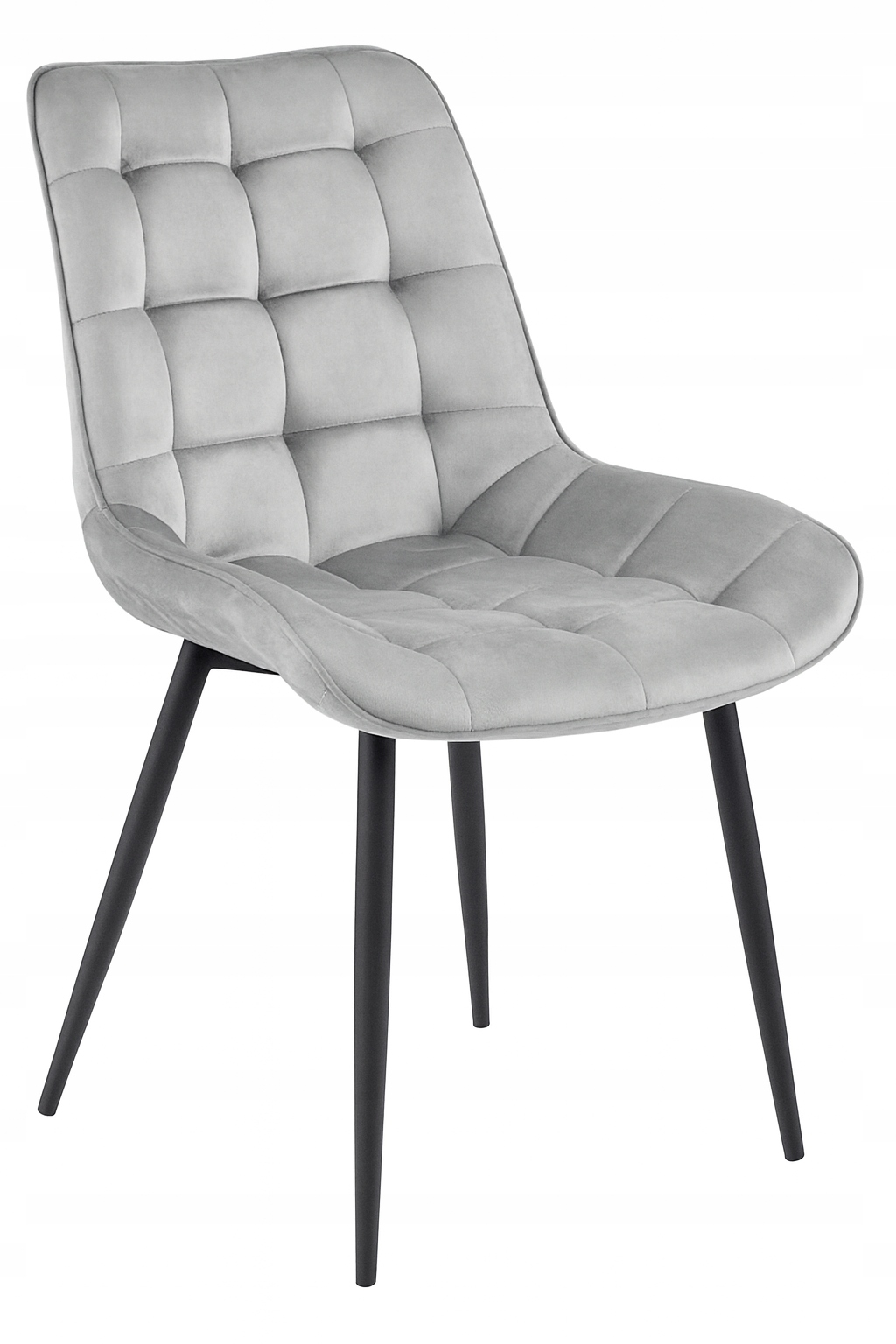 Krzesło Welurowe Tapicerowane Profilowane Szare Premium