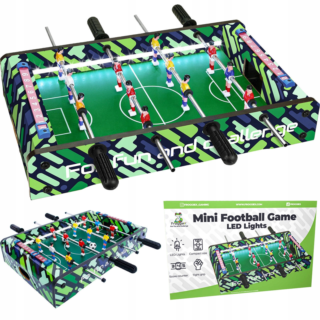 FroggieX Mini Fotbalový stůl Led stolní fotbal