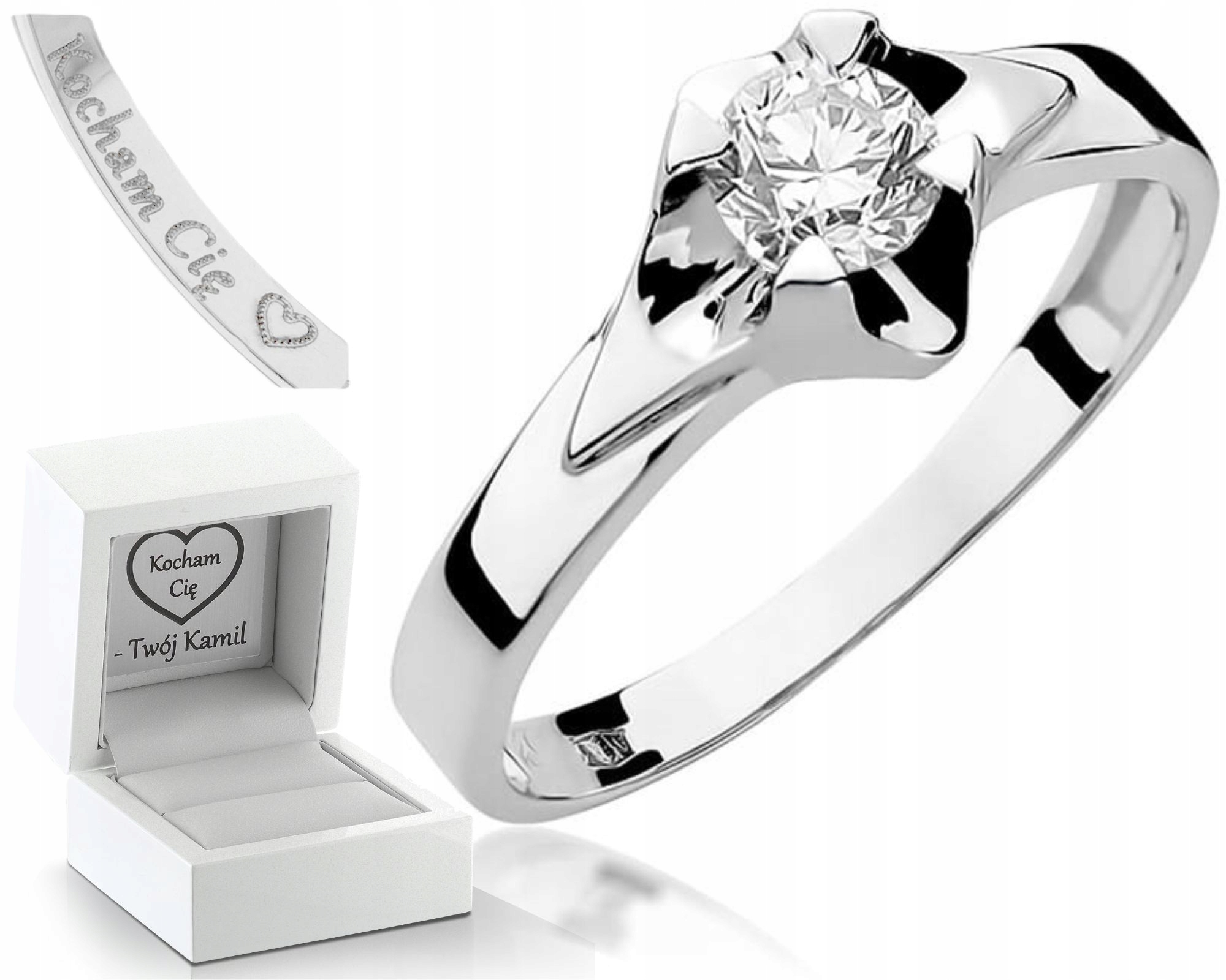 Bohatý Prstýnek Z Bílého Zlata O Ryzosti 585 14K Jako Dárek K Gravírování