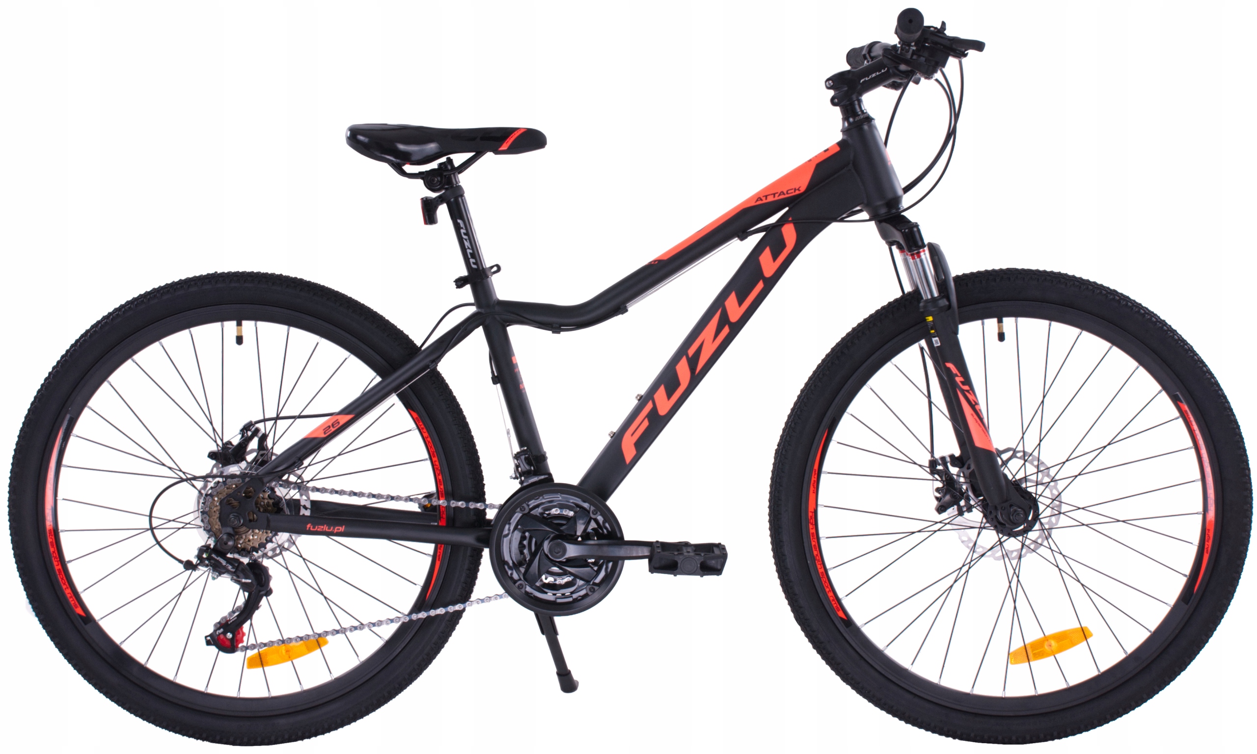 Rower górski junior Fuzlu Attack 26 stal (15") czarno-czerwony połysk