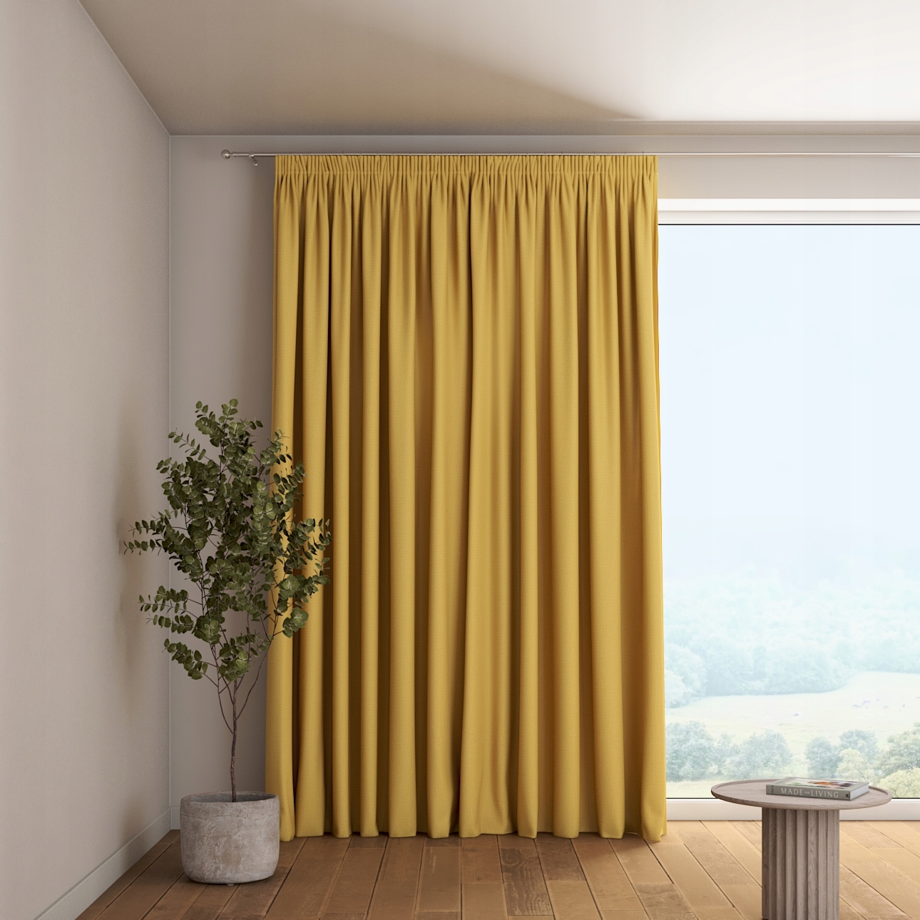 Záves na zvlnenej páske 1 ks 130x260 cm žltý