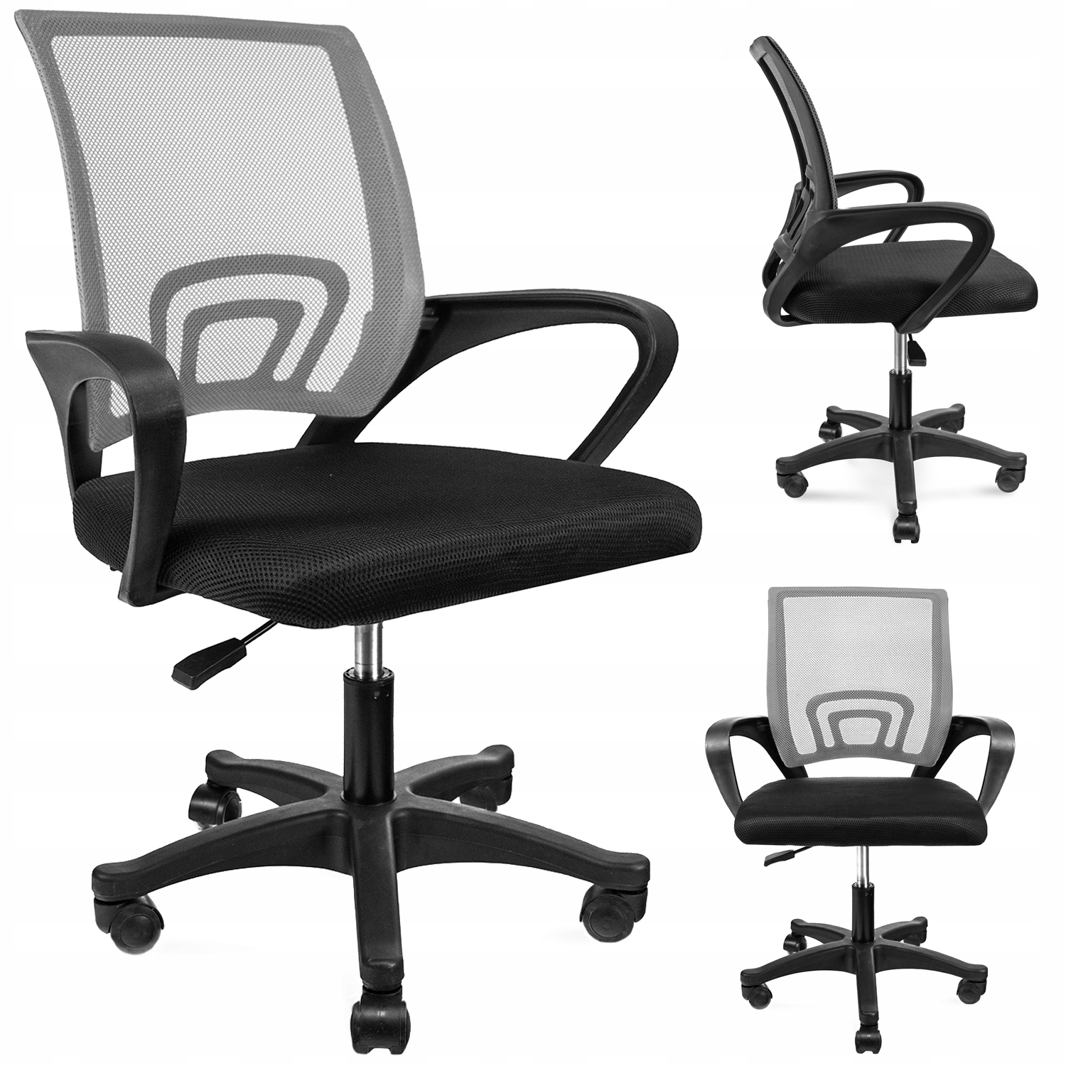 Krzesło biurowe na kółkach Obrotowe ergonomiczne Smart czarne JUMIhome