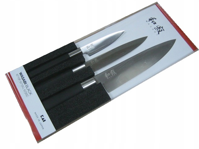 Japońskie noże Wasabi Black zestaw 3szt Kai