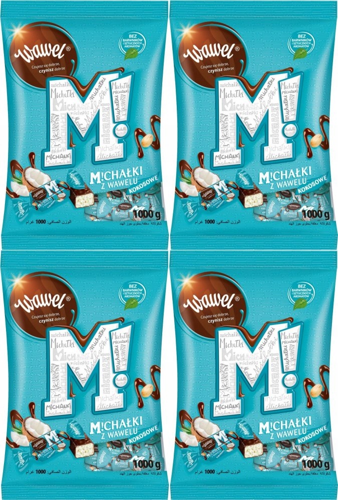Cukierki w czekoladzie Michałki Kokosowe Wawel 1kg x4