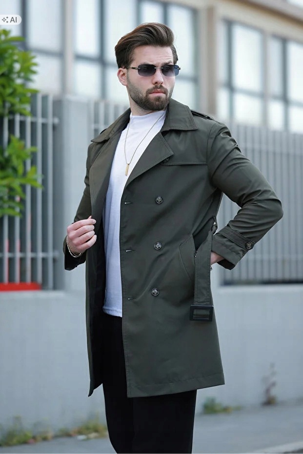 Pánský Dvouřadý Hladký Kabát V Minimalistickém Stylu M 5IA
