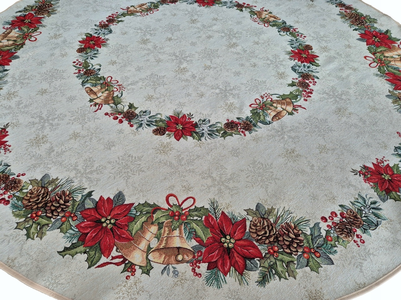Ubrus kulatý 165 cm s vánočním věncem 1315