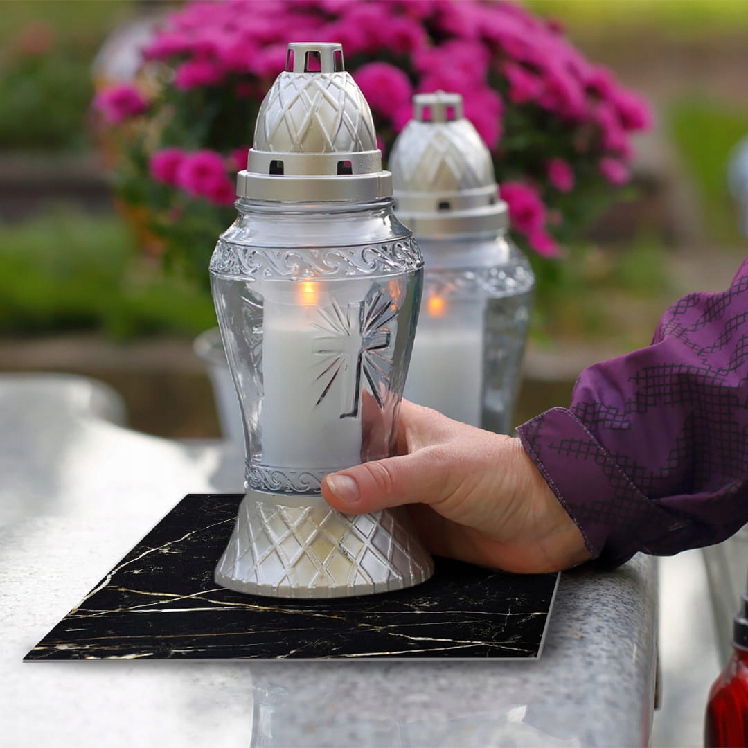 SZKLANA PODSTAWKA POD ZNICZE 25x25cm Marmur 07e Szerokość produktu 25 cm