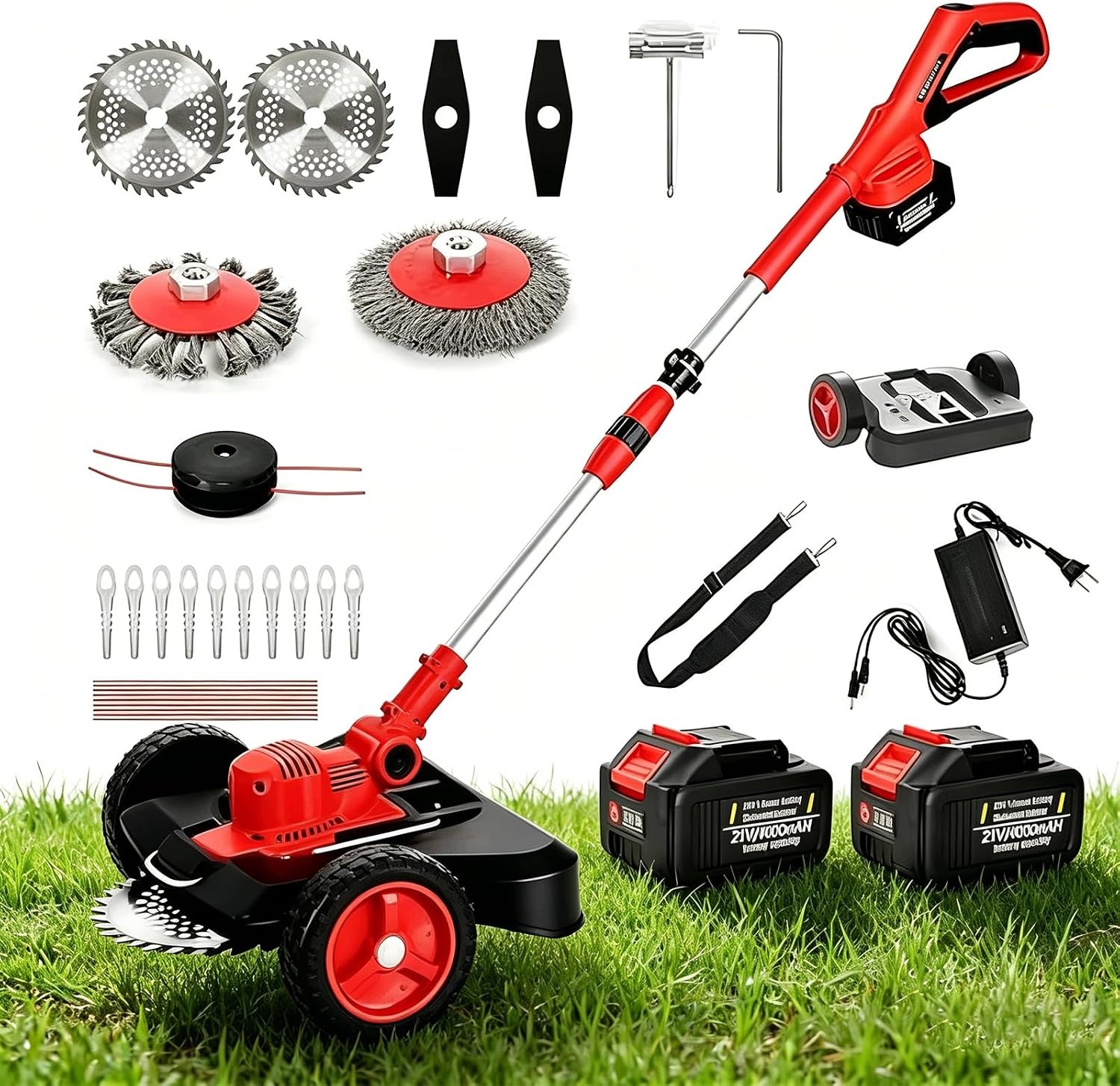 Křovinořez SnowDream 21V 750W 2x4Ah 4 čepele a příslušenství