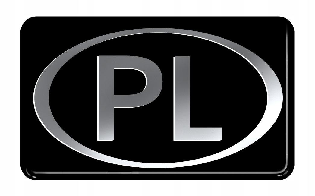 Naklejka niklowana Pl w elipsie żywica