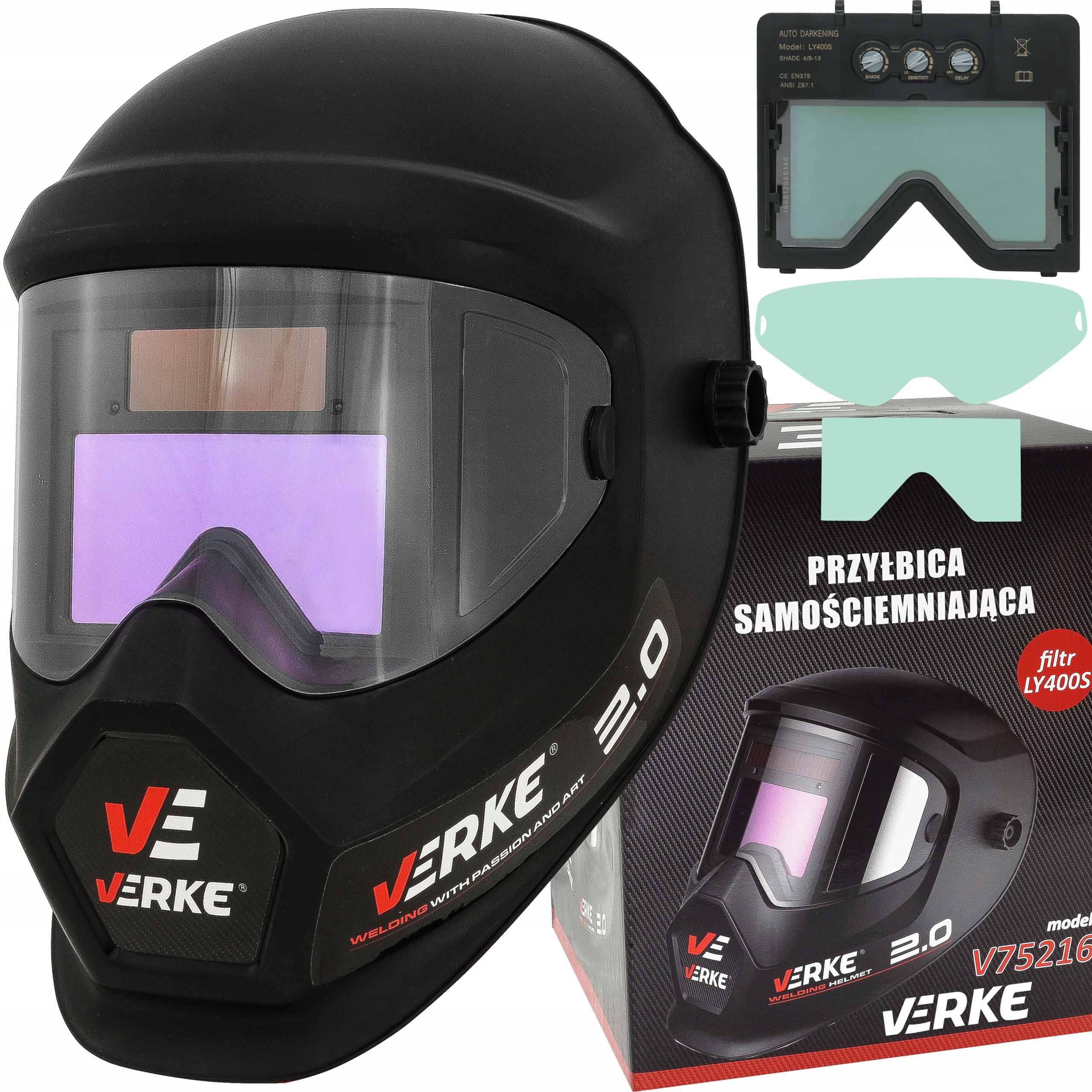 Maska Spawalnicza Przyłbica Samościemniająca Do Spawania Filtr Regulacja