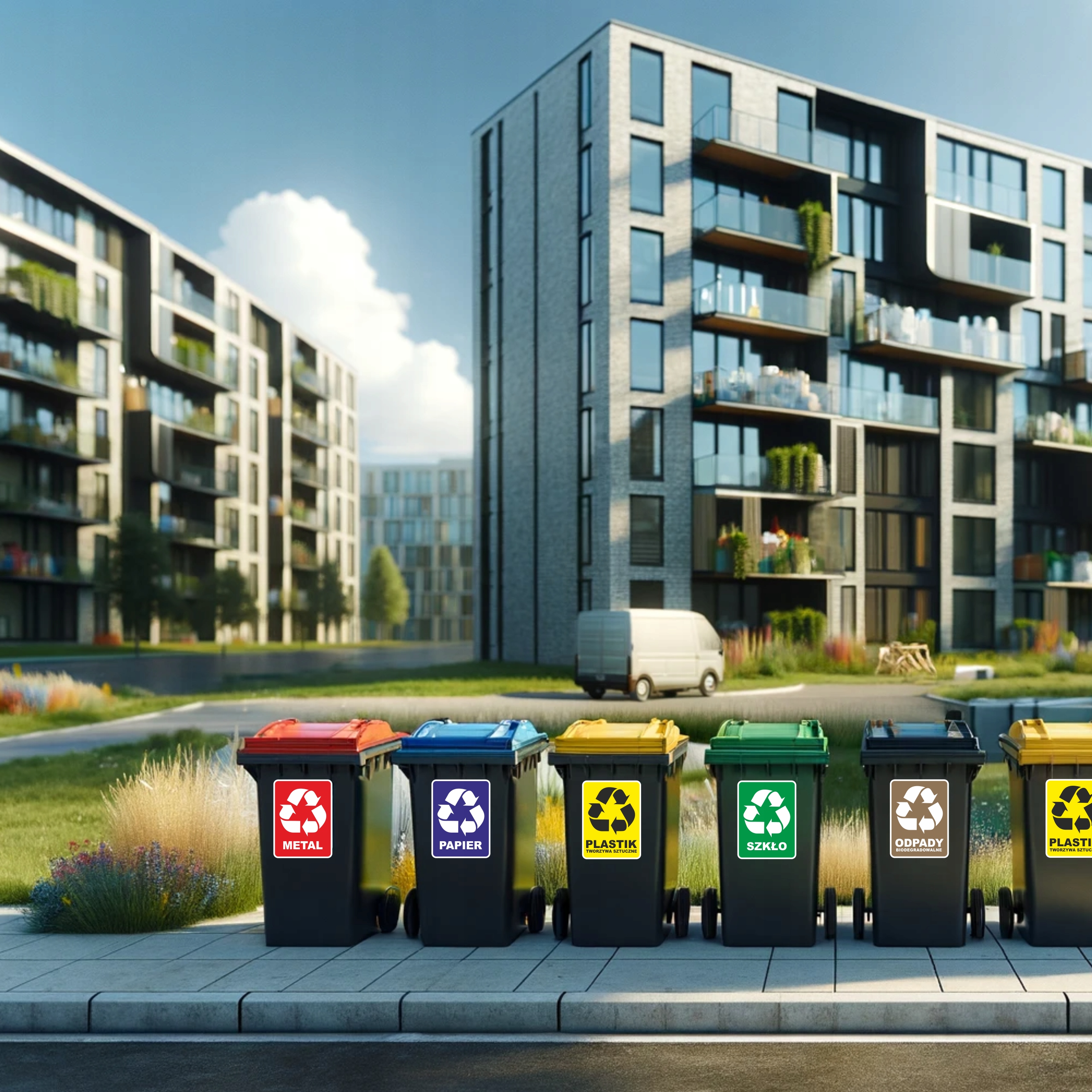 Naklejka na kosz 15x20cm Odpady Segregacja Śmieci 6 szt Recykling Zestaw Marka Multeo