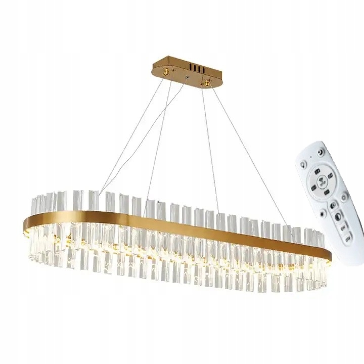 Led stropná lampa Glamour Zlatá oválna 100 W kryštál Diaľkový Ovládač Luster