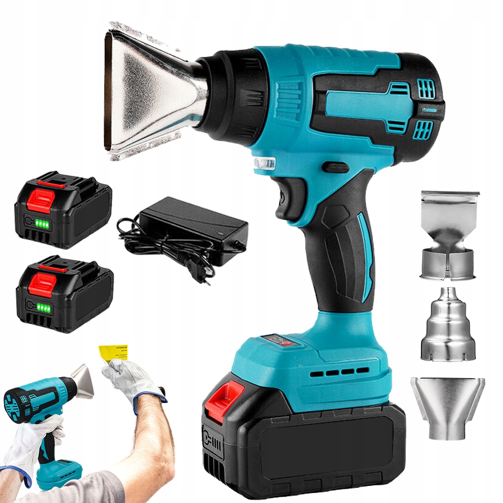 Horkovzdušná Pistole S Led 3 Akcesoria Ergonomický Úchop Pro Fólie A Kabely