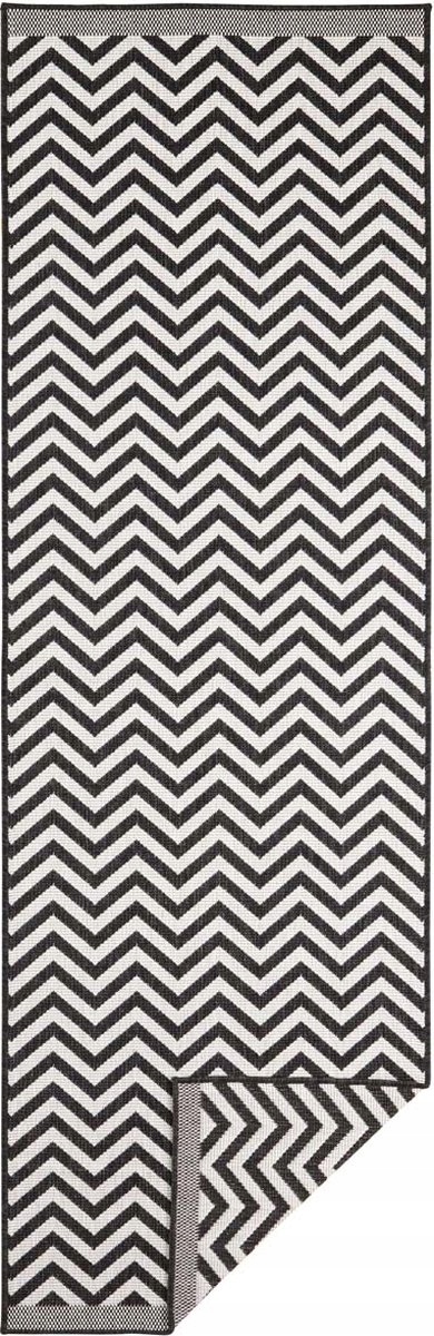 Behúň čierno-krémový na terasu, šnúrkový, 80x350 cm