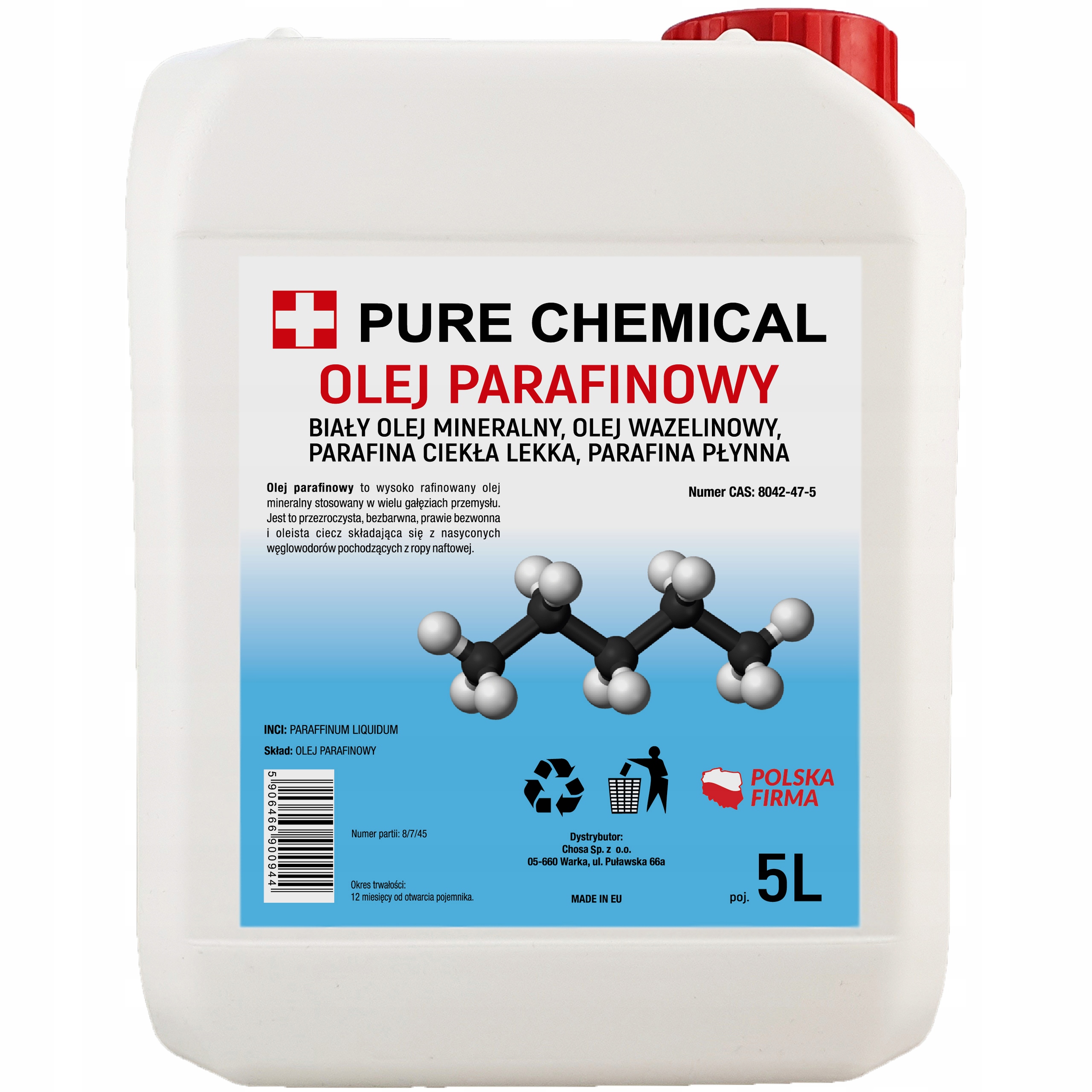 OLEJ PARAFINOWY PARAFINA CIEKŁA CZYSTA 5L