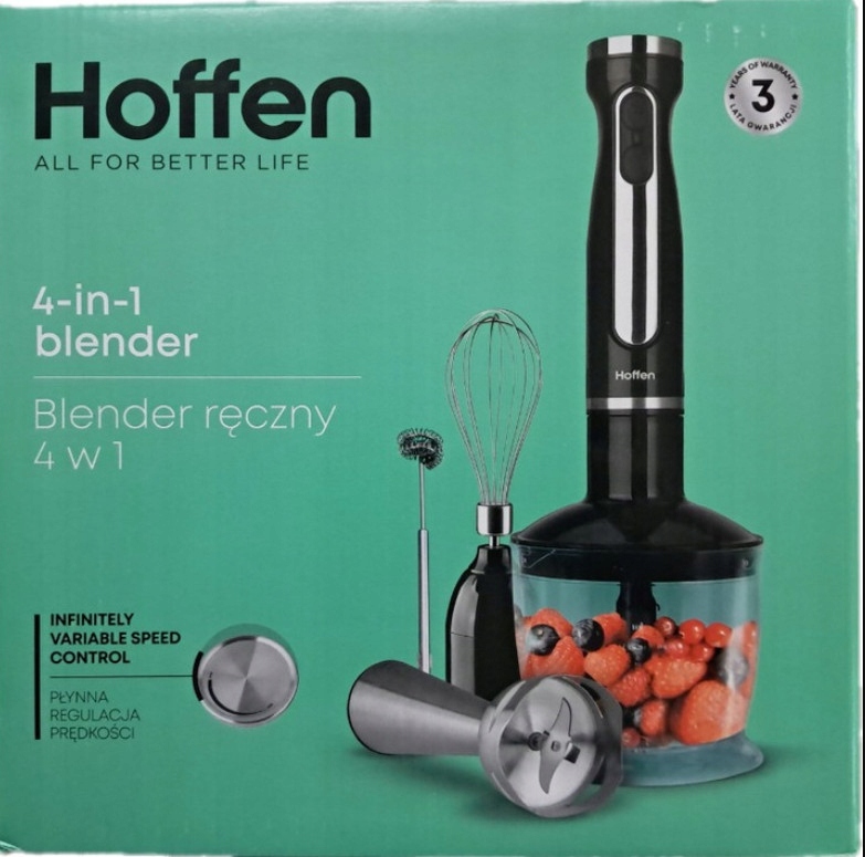 Hoffen Blender Ręczny Zestaw 4w1 1000 W Czarny