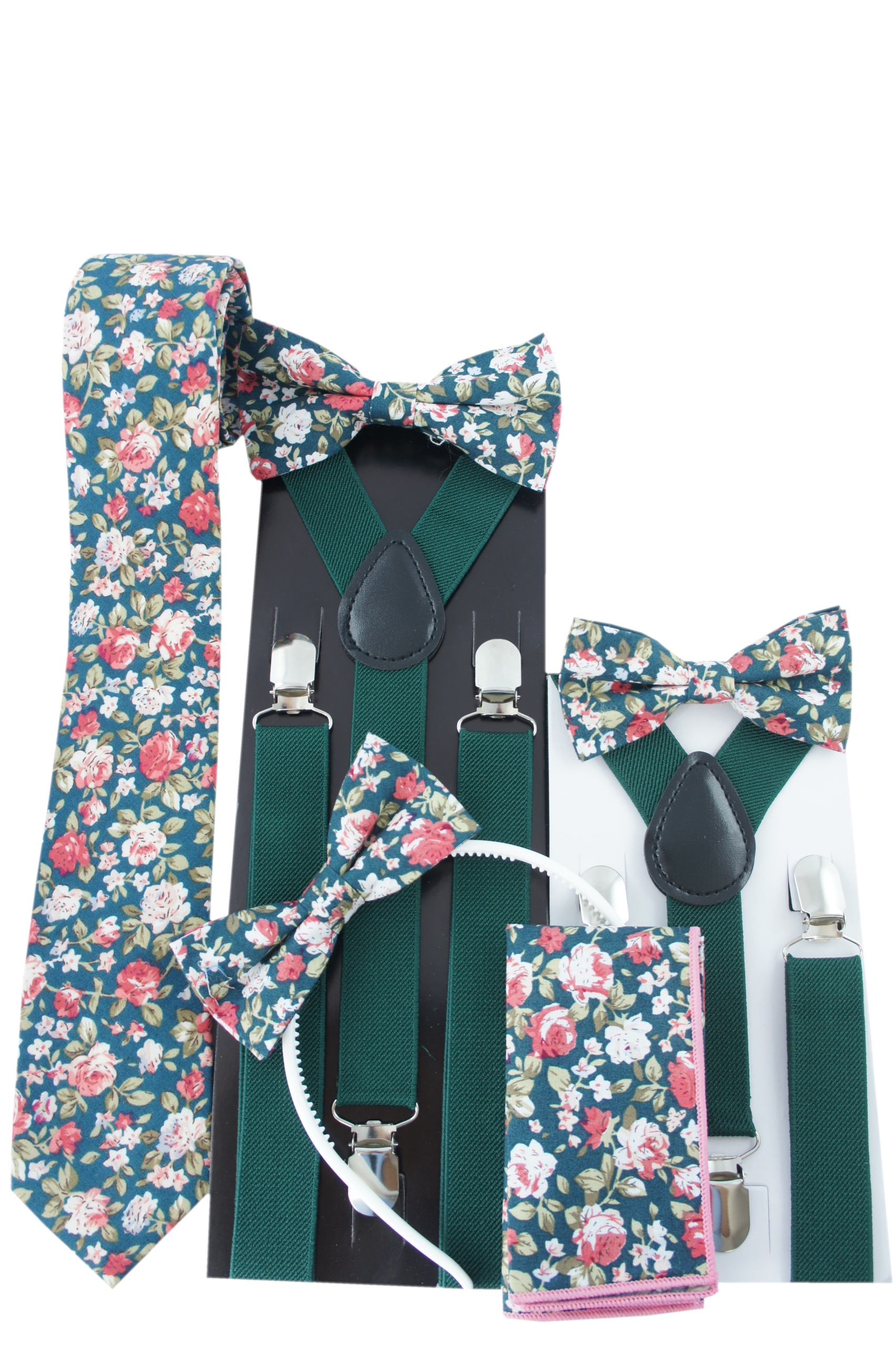 ZESTAW Szelki i muszka dziecięce na PRZEDSTAWIENIE W KWIATY RÓŻE Rozmiar (new) one size
