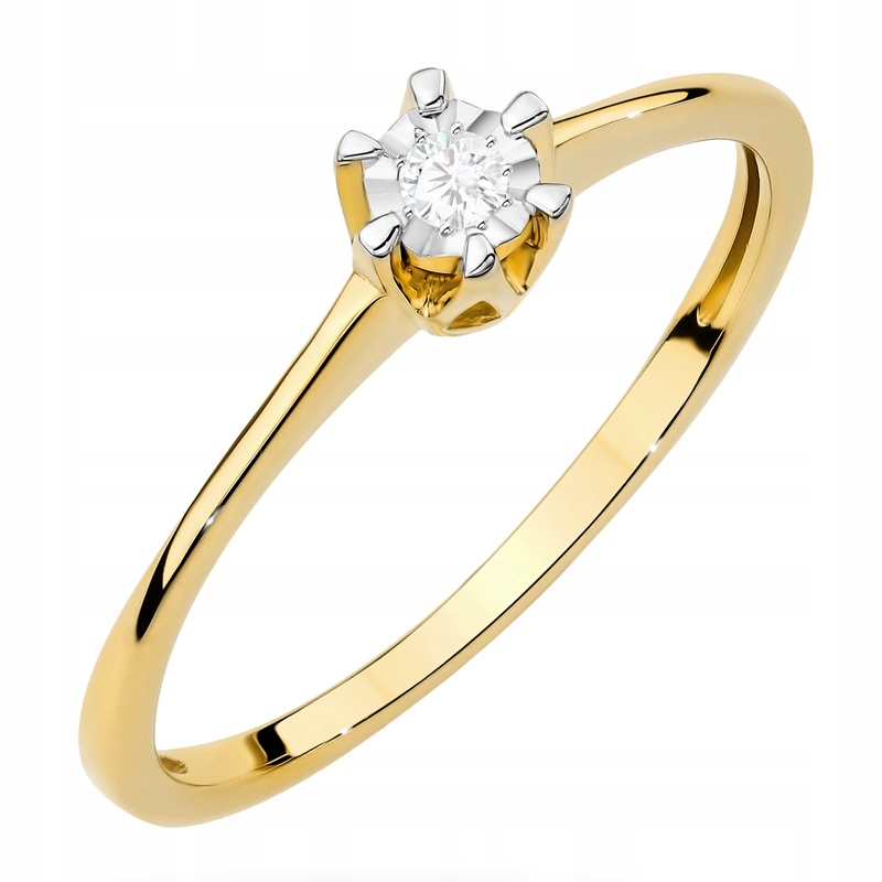 Zlatý Prstýnek pr. 585 Jednoduchý Brilant 0,03ct 14k