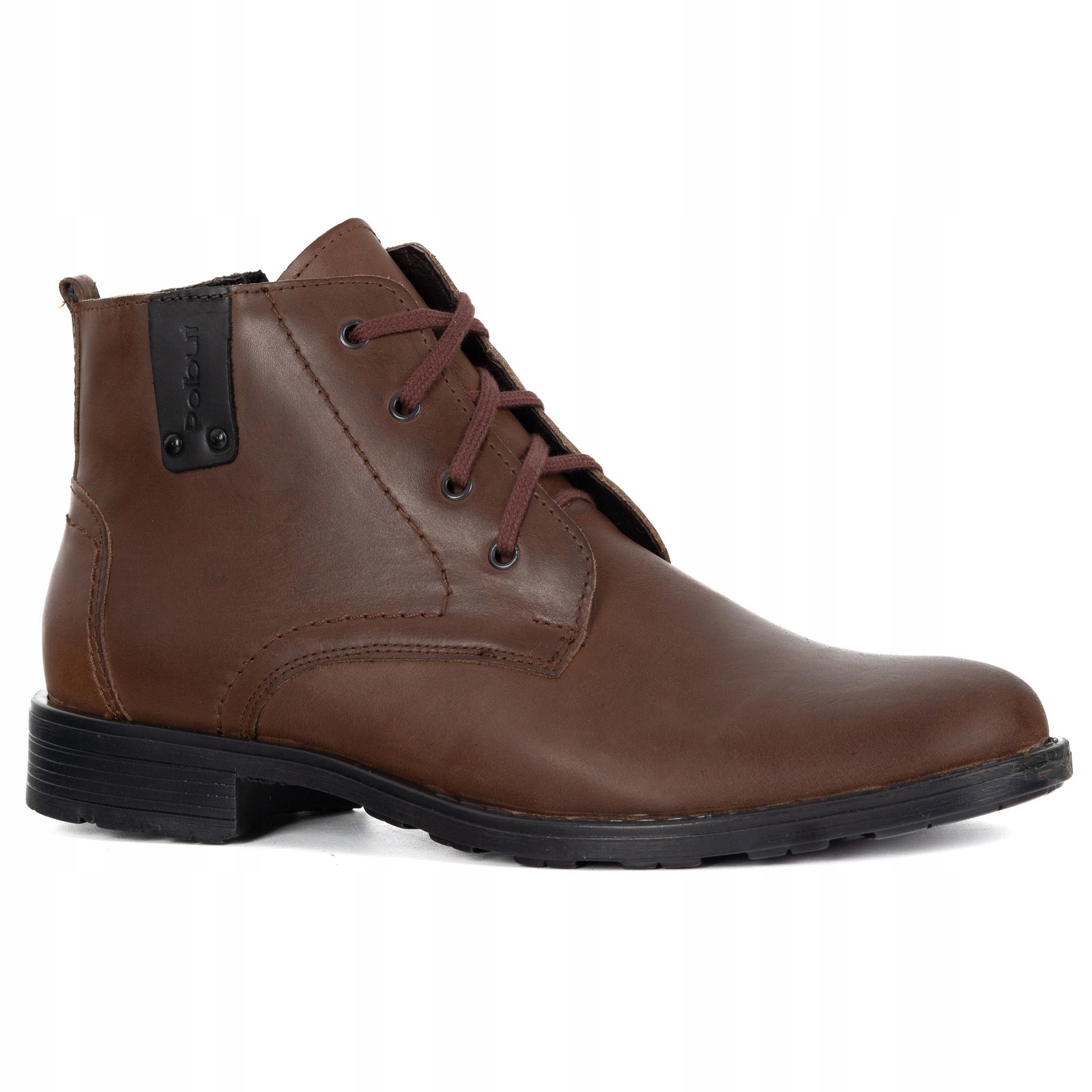 Pánské zateplené kožené boty Polské C20F tmavě hnědé 44