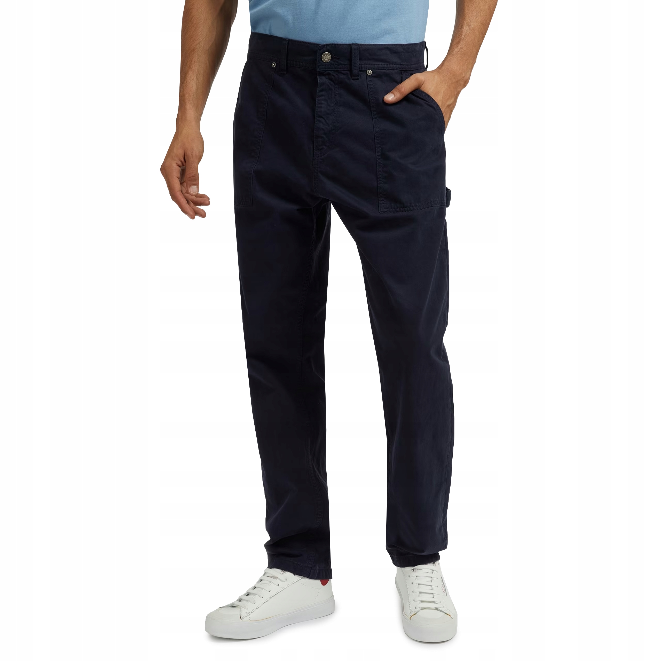 Guess Modré Chinos Kalhoty S Nášivkou A Kapsou Na Boku 30/32 Gga