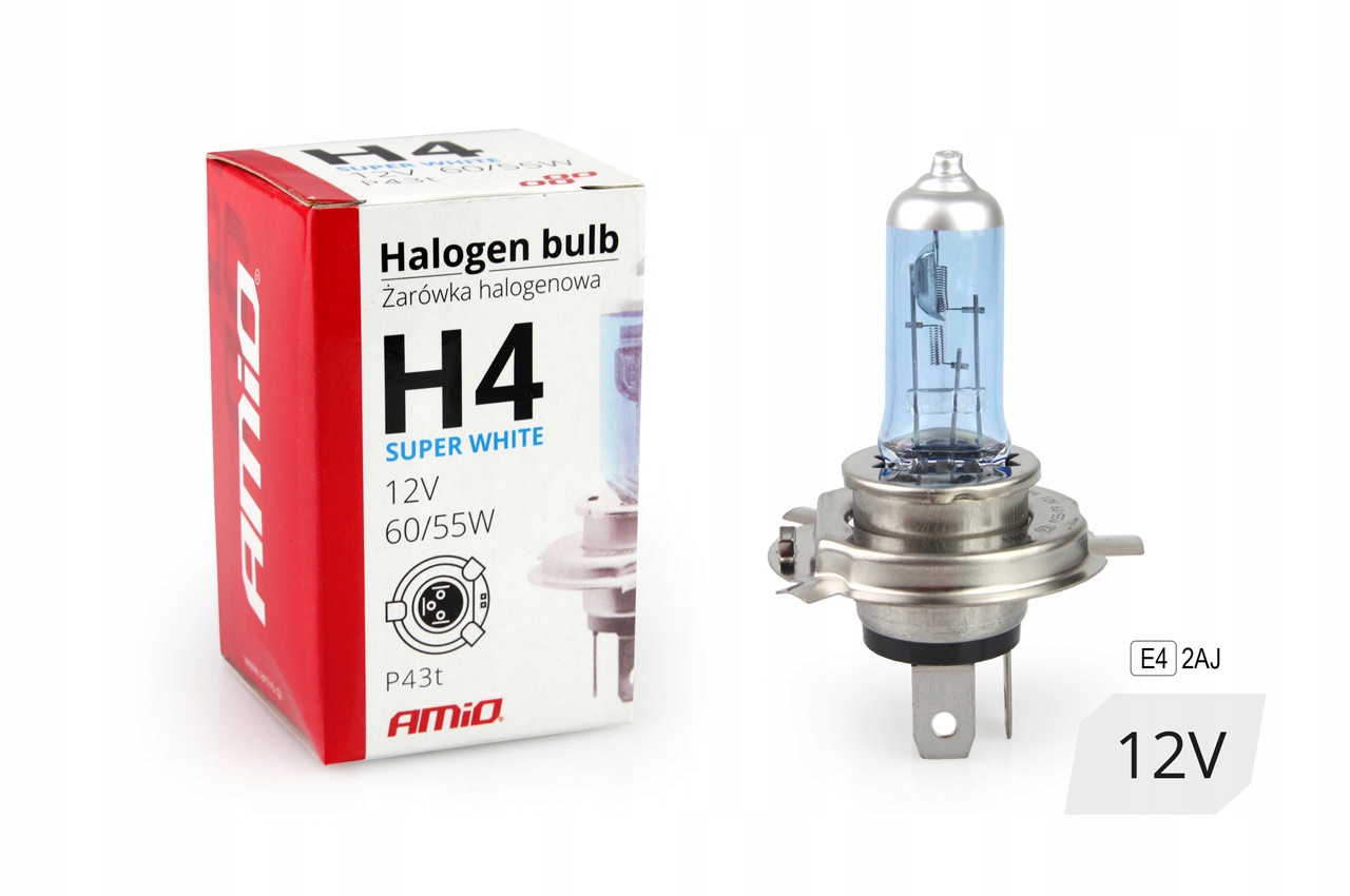 

Żarówka Halogenowa H4 12V 60/55W Uv E4 White