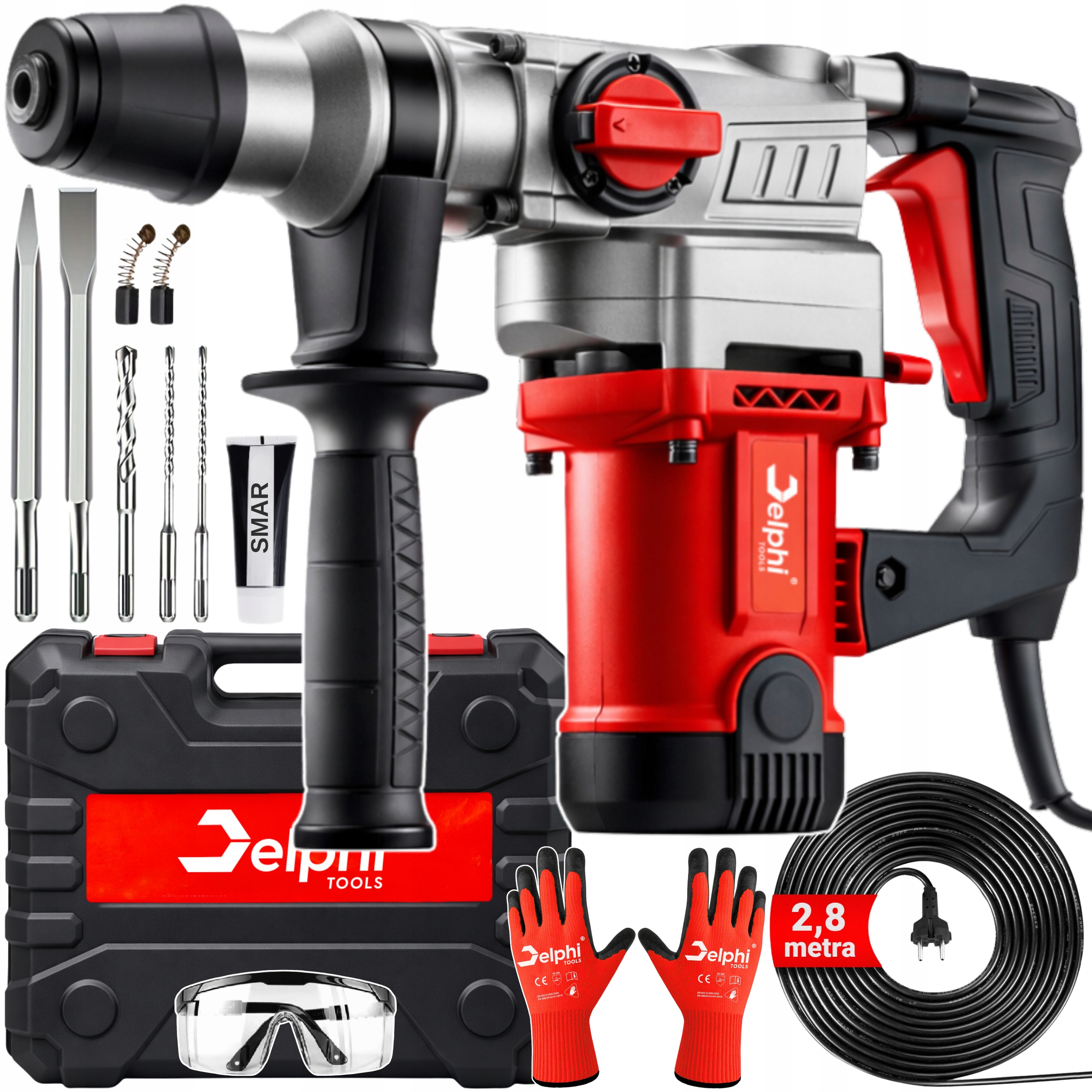 Młotowiertarka Wiertarka Młot Udarowy Udar Sds+ 2200W kabel 2,8m Mocna