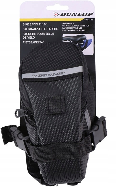 Torba rowerowa pod siodełko mała pojemna czarna dunlop z odblaskiem