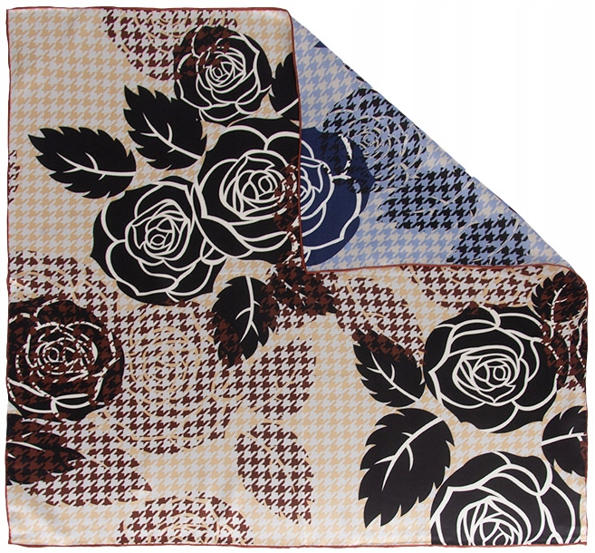 Hedvábná šála Módní šátek 100% hedvábí 65 cm Oboustranné Květiny Dárek