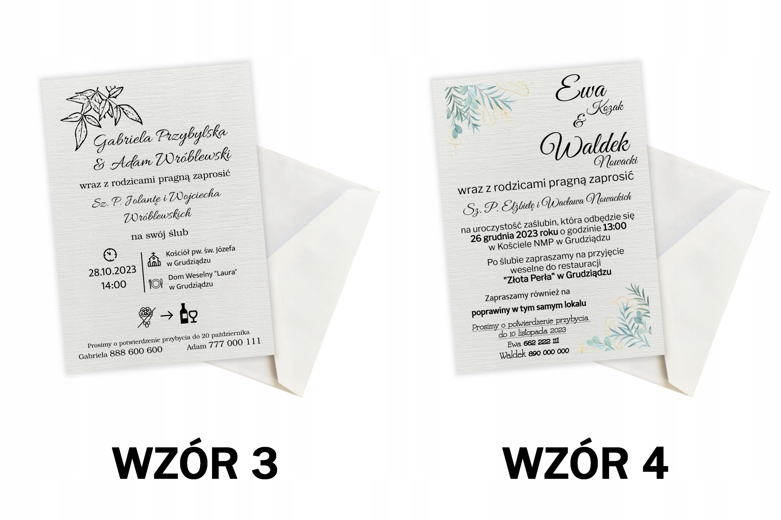 ZAPROSZENIE NA ŚLUB WESELE PRZYJĘCIE BIAŁE EKSPRES Wysokość produktu 14.5 cm