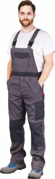 Spodnie Robocze Męskie Ogrodniczki Na Szelki 100% Bawełna Bomull Szare r.52
