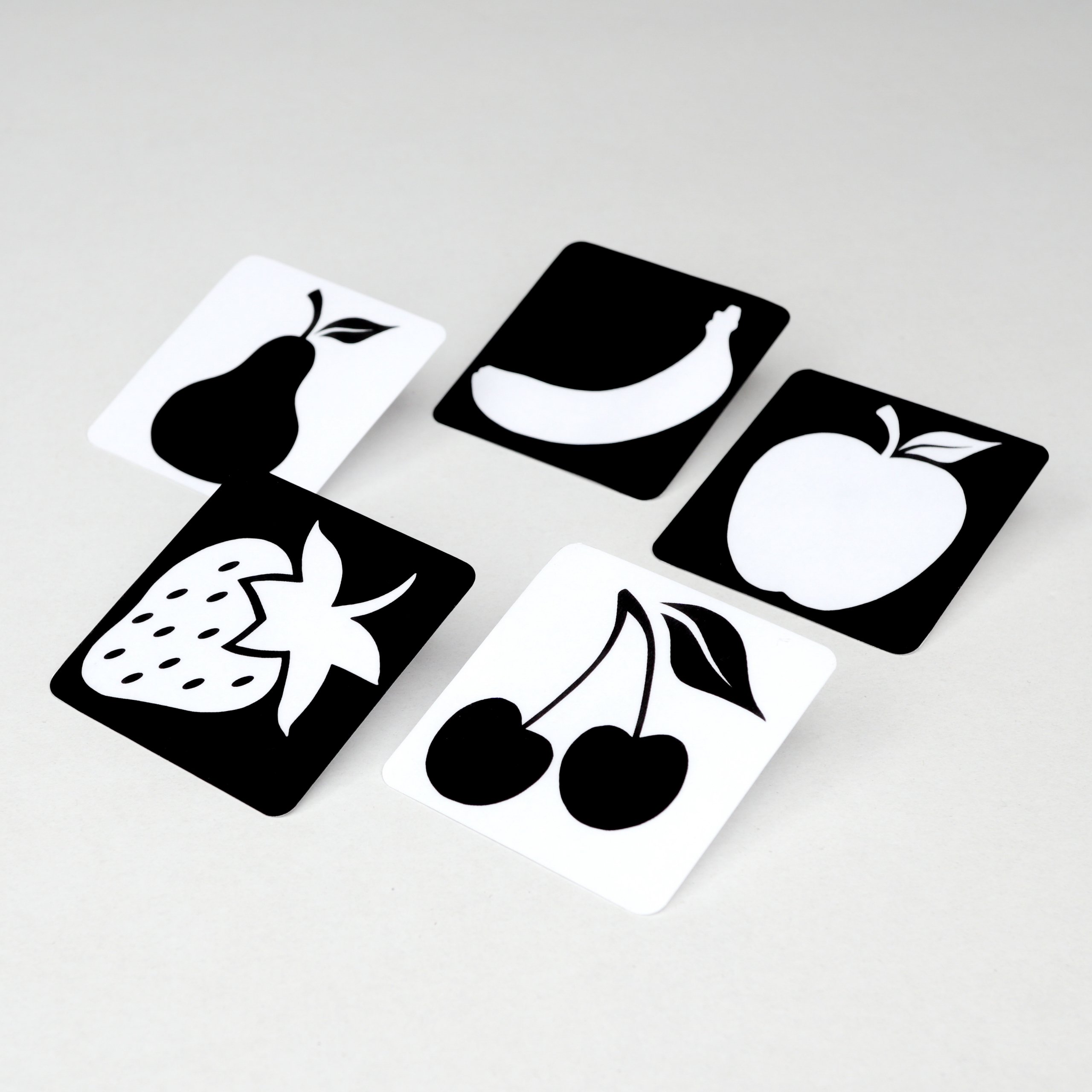 Kontrastowe karty do Mobilu Karuzeli - OWOCE