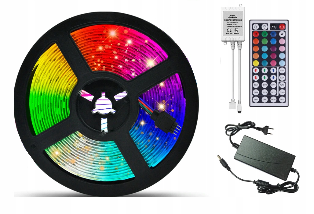 ZESTAW TAŚMA LED 300 5050 RGB + BIAŁY 230V 10M