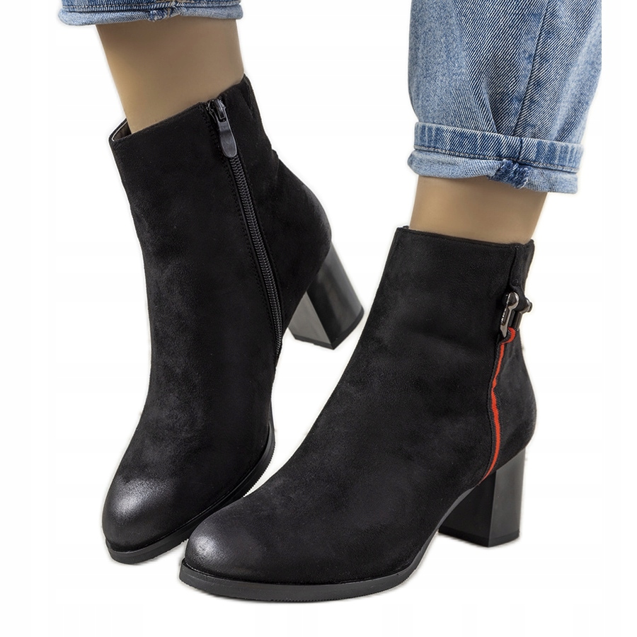 

Czarne Skóra ekologiczna Buty Botki r.39