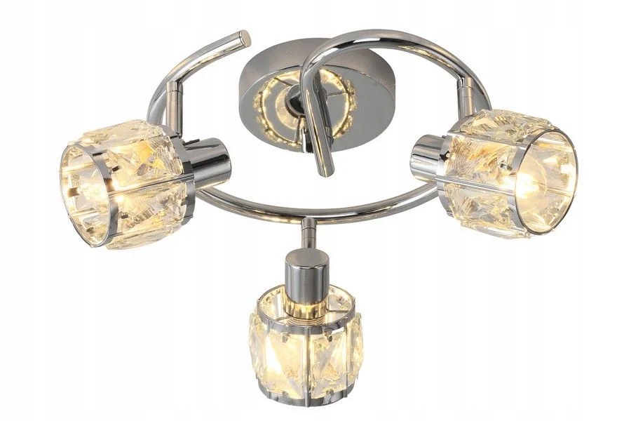 Stropná lampa chróm trojitá s krištáľovými tienidlami glamour okrúhla Reality