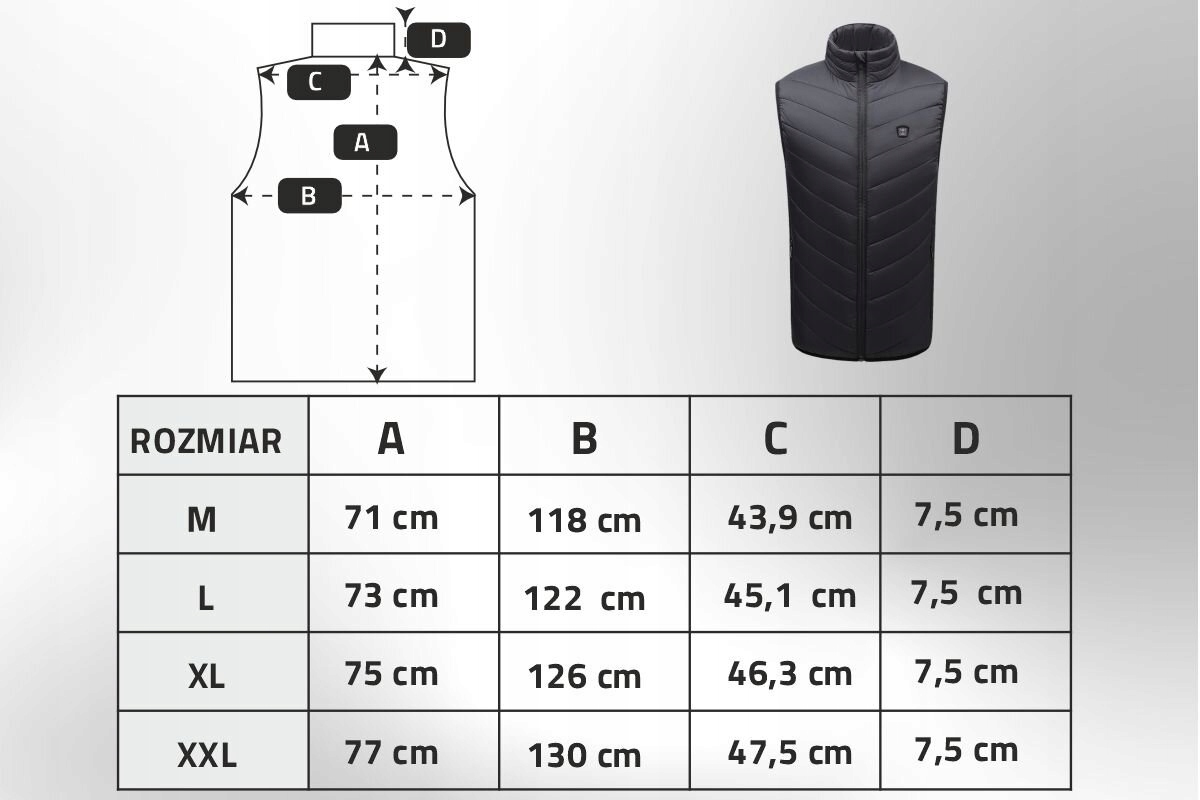 Podgrzewana kamizelka MANTA MKG01 Czarny XL Materiał dominujący Poliester