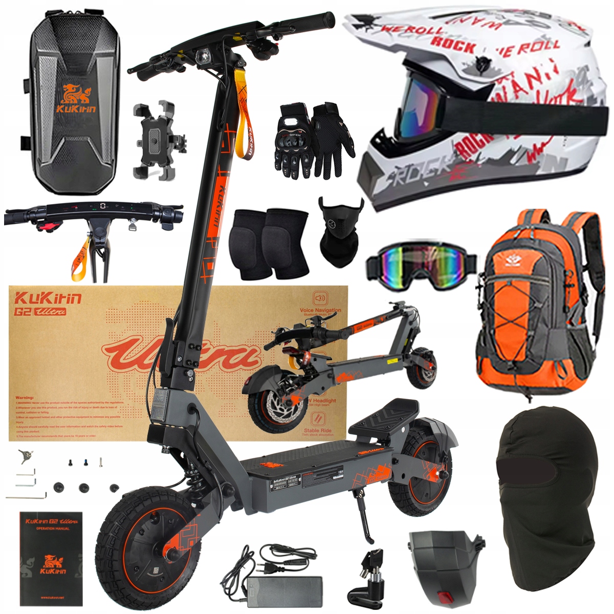 Kukirin G2 Ultra elektrické vozidlo 2000W 55km/h 55KM 48V18Ah 10" dárky