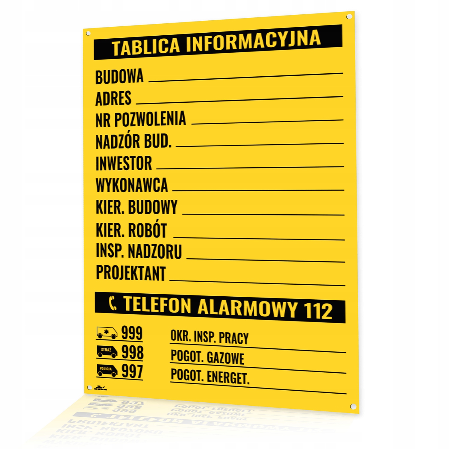 

Tablica Budowlana Informacyjna 500x700mm Pcv 1