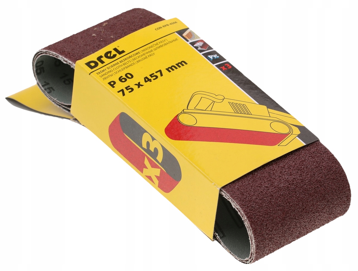 TAŚMA PAS BEZKOŃCOWY PAPIER ŚCIERNY 75x457 P60 x3 Rodzaj szlifierka taśmowa