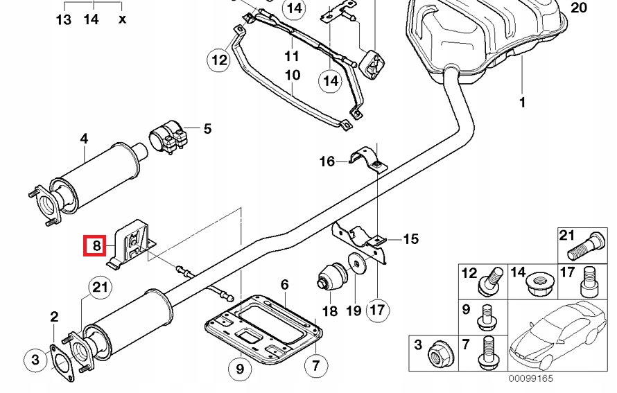 WIESZAKI UCHWYT GUMY TŁUMIKA MINI R50 R52 ORYGINAŁ Numer katalogowy części 18100392258