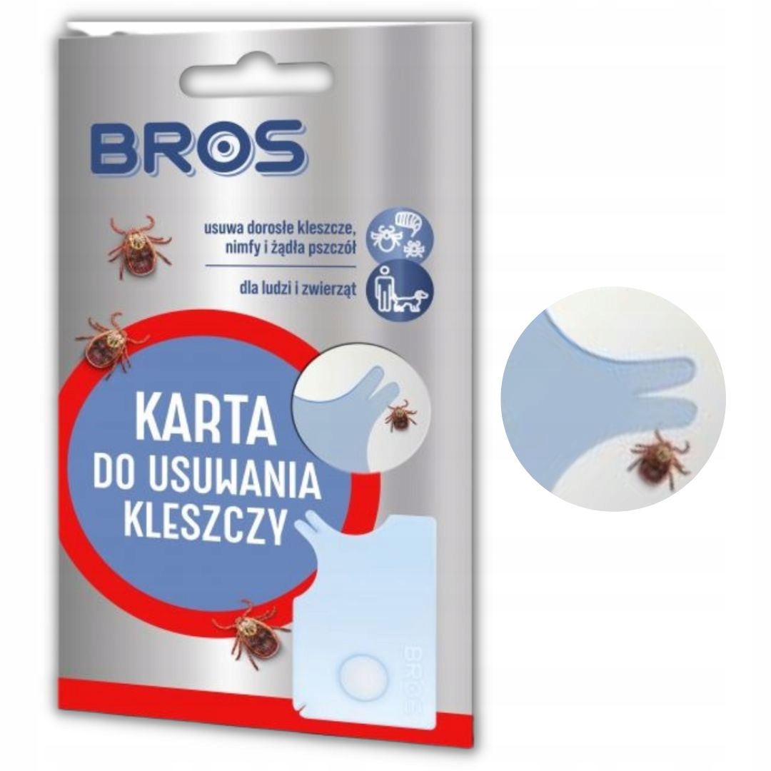 

Karta do usuwania kleszczy, nimf, żądeł Bros