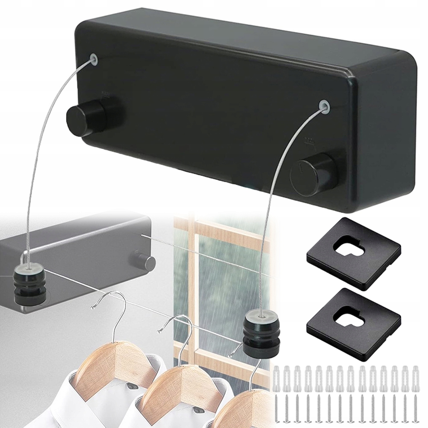 Levně Výsuvná šňůra na prádlo 4.2 m pro dům hotelu Abs, hliníková konstrukce