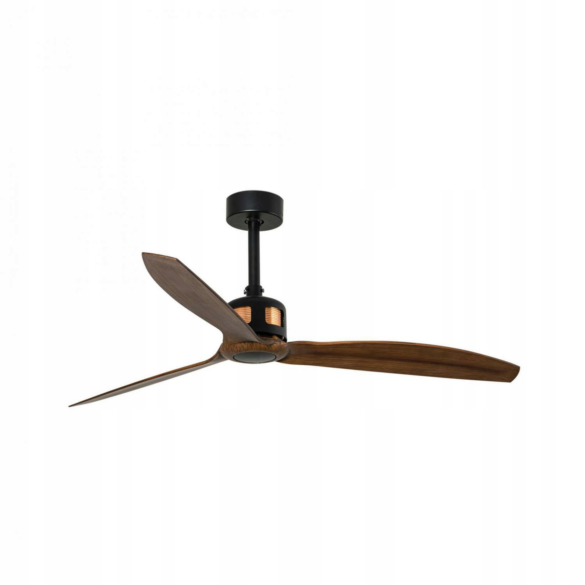 Dizajnový stropný ventilátor Faro Copper Fan M, čierna/drevo, DC motor, 132