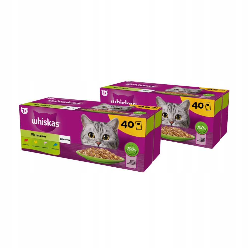 Zestaw 2X Whiskas MIX Smaków W Galaretce Karma Mokra Dla Kota, 40X85G