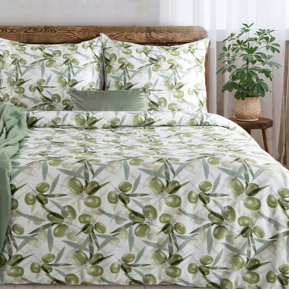 Povlečení Spring 160x200 Eurofirany bílá zelená s olivami